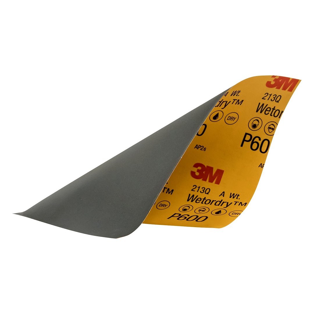 3M Sandpaper, Wetordry ™, Used for Wet Sanding/ Scuffing the Blend Area Prior to Painting, A Weight Paper Backing, P600 Grit, Black – 32036