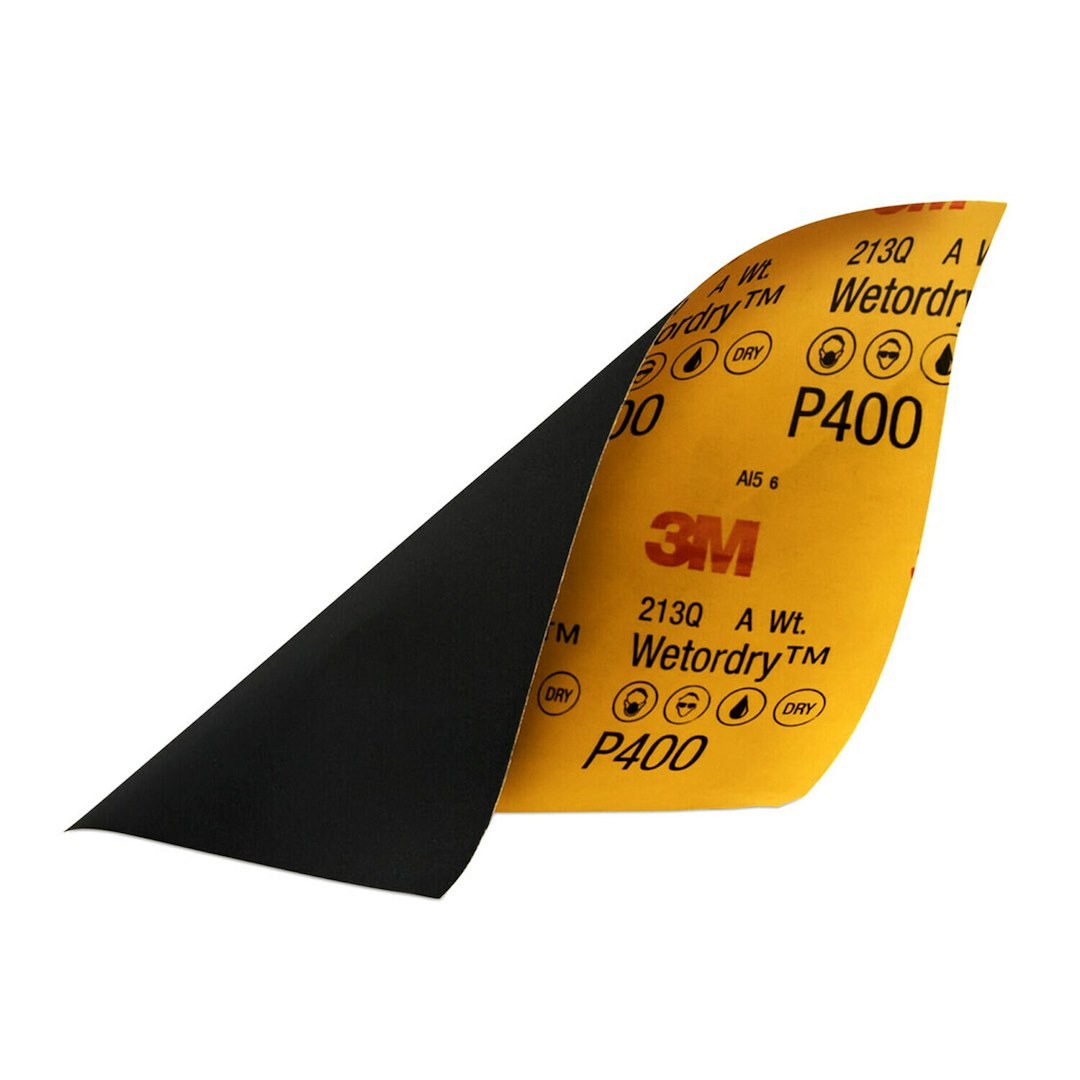 3M Sandpaper, Wetordry ™, Used for Wet Sanding/ Scuffing the Blend Area Prior to Painting, A Weight Paper Backing, P400 Grit, Black – 32038