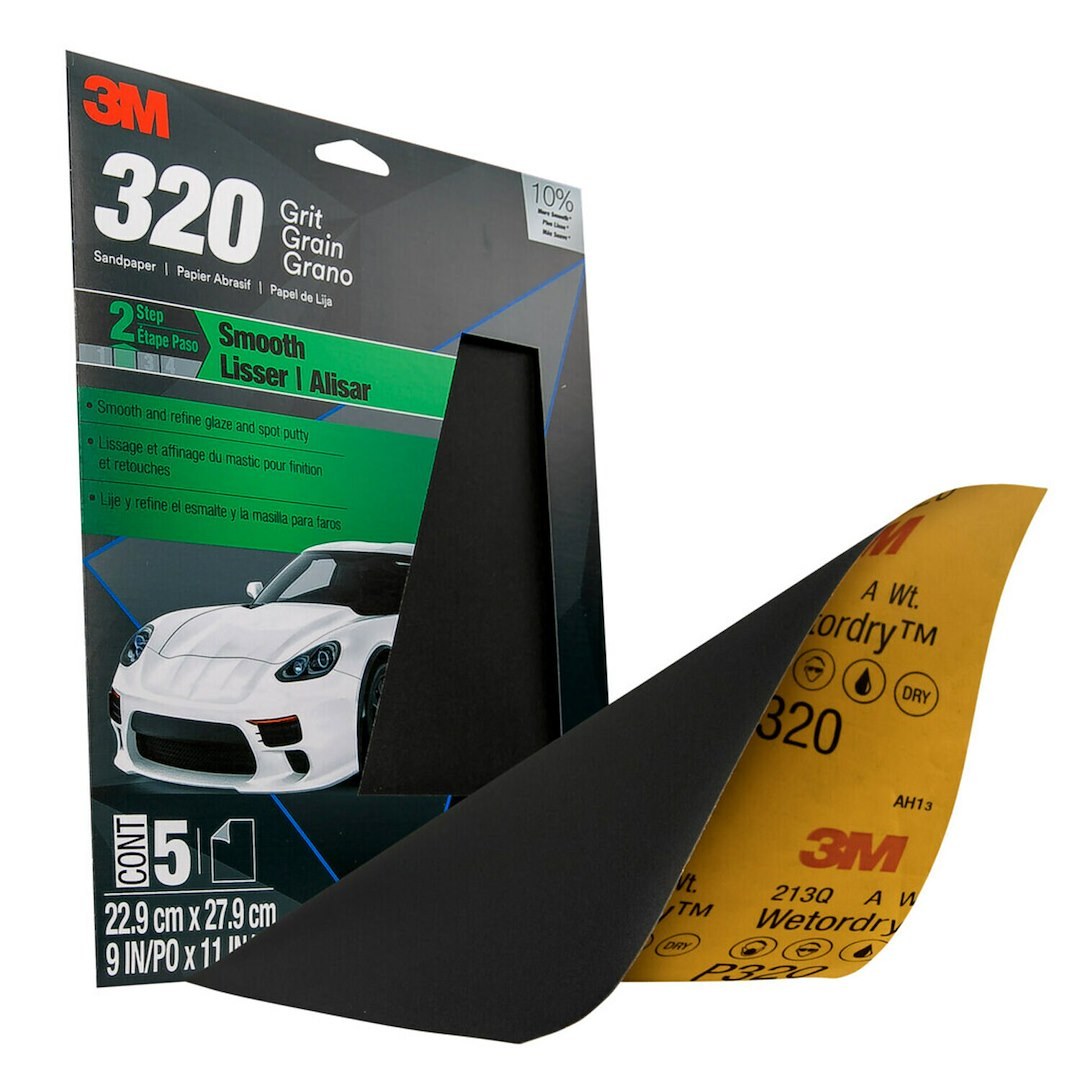 3M Sandpaper, Wetordry ™, Used IN Wet Sanding, A Weight Paper Backing, P320 Grit, Black, Aluminum Oxide, No Attachment – 32040