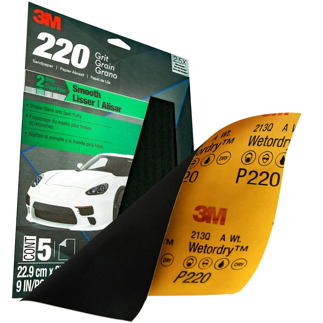 3M Sandpaper, Wetordry ™, Used IN Wet Sanding, A Weight Paper Backing, P220 Grit, Black, Aluminum Oxide, No Attachment – 32043