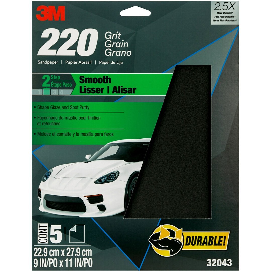 3M Sandpaper, Wetordry ™, Used IN Wet Sanding, A Weight Paper Backing, P220 Grit, Black, Aluminum Oxide, No Attachment – 32043