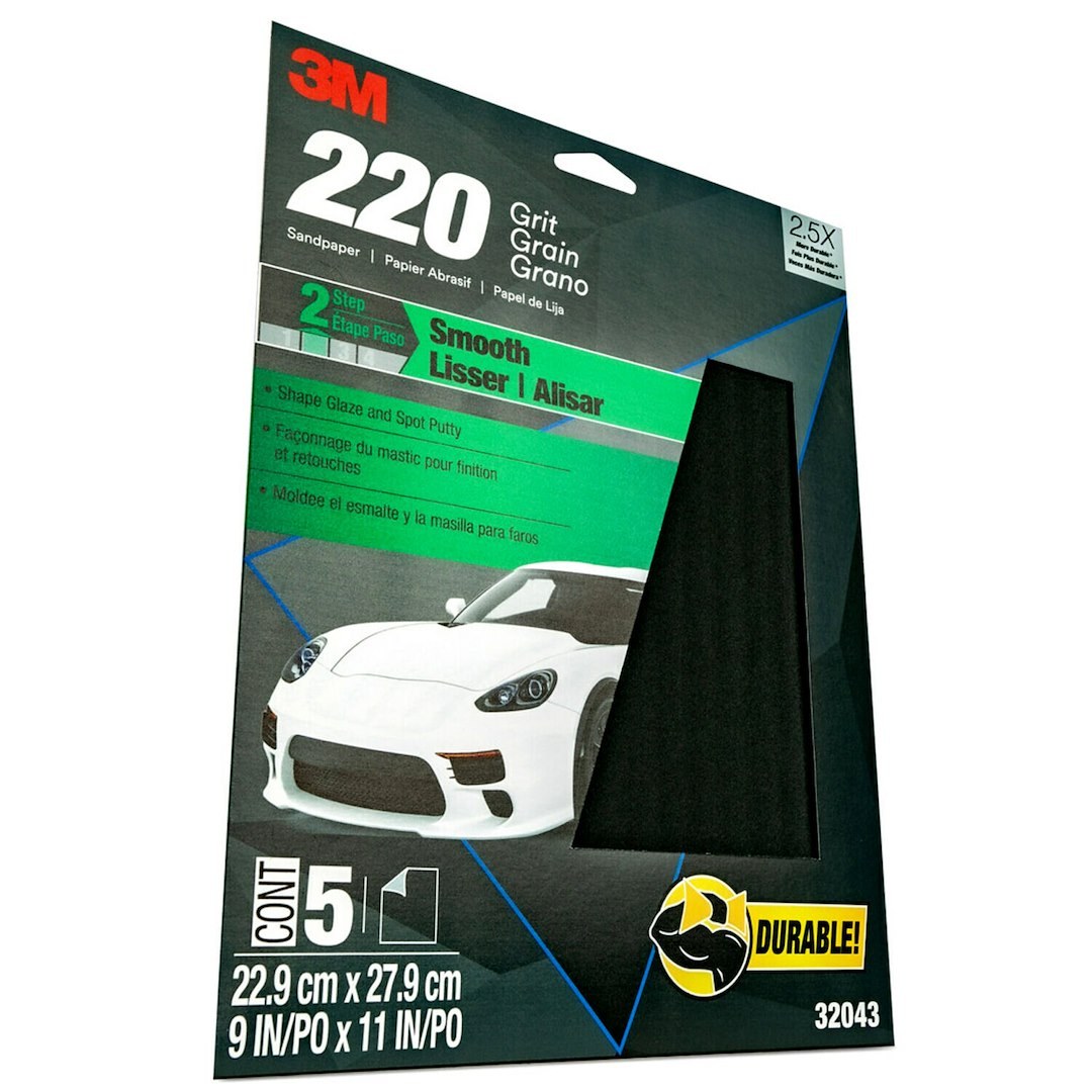 3M Sandpaper, Wetordry ™, Used IN Wet Sanding, A Weight Paper Backing, P220 Grit, Black, Aluminum Oxide, No Attachment – 32043