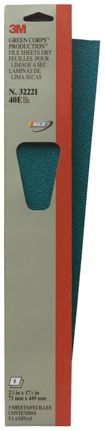 3M Sandpaper, Green Corps ™, Used for Stripping Paint to Bare Metal and Shaping Plastic Filler, D/ E Weight Paper Backing, 40 Grit – 32221