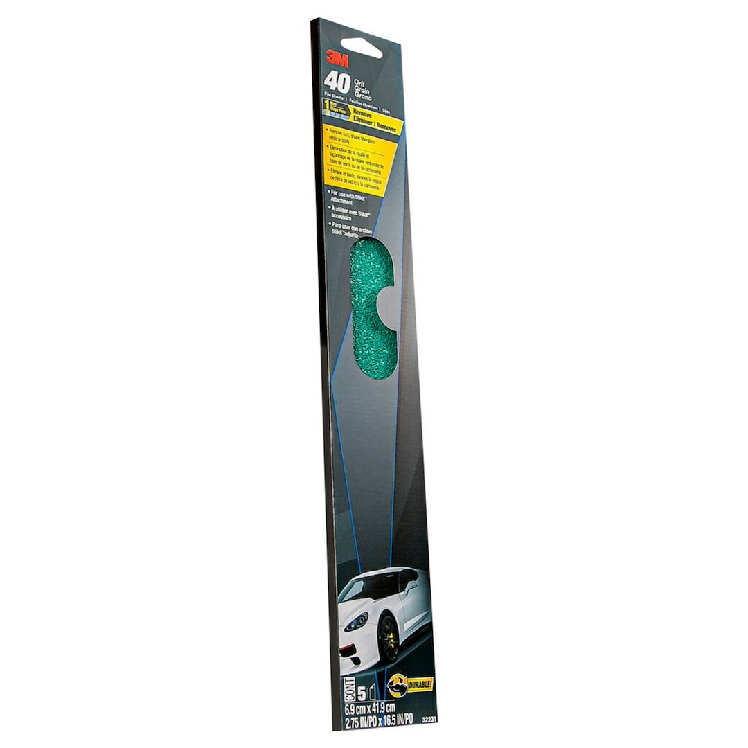 3M Sandpaper, Green Corps™, Used for Stripping Paint to Bare Metal and Shaping Plastic Filler, E Weight Backing, 40 Grit, Clip on Attachment – 32231