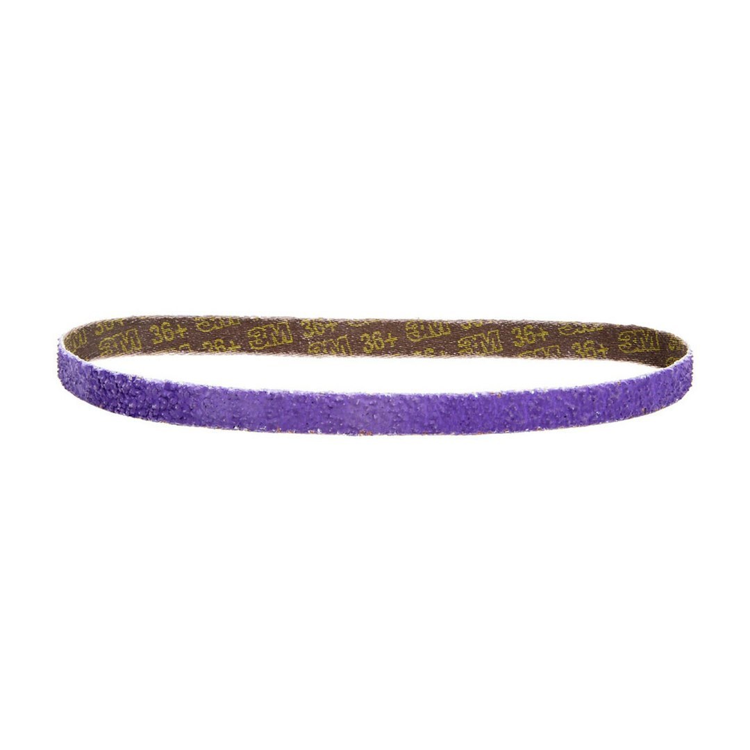 3M Sanding Belt, Cubitron™ II, Use with 3M File Belt Sander, 36+ Grit, 18 Inch Length X 1/2 Inch Width, Dry Use Only, Purple – 33443