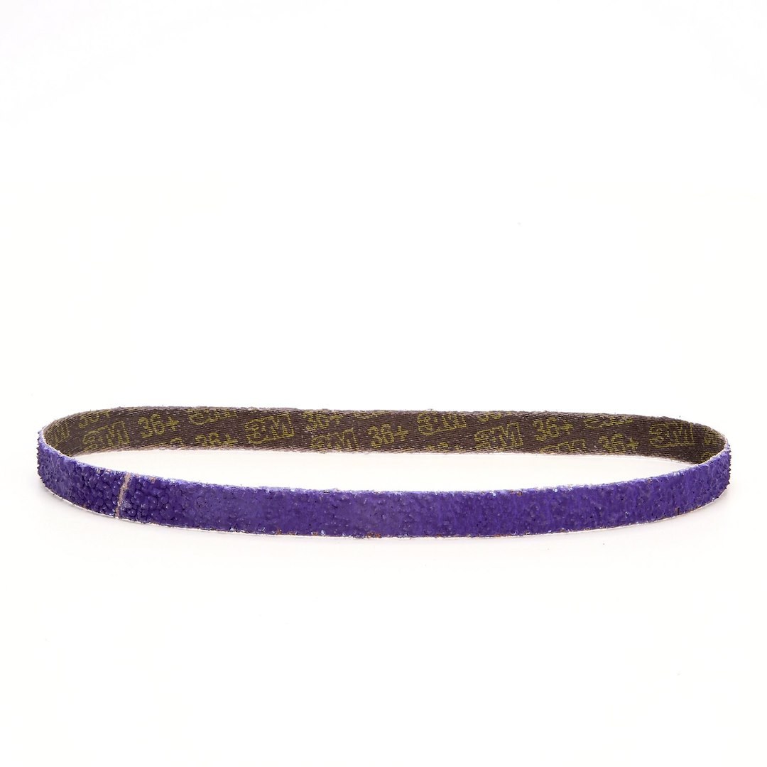 3M Sanding Belt, Cubitron™ II, Use with 3M File Belt Sander, 36+ Grit, 18 Inch Length X 1/2 Inch Width, Dry Use Only, Purple – 33443