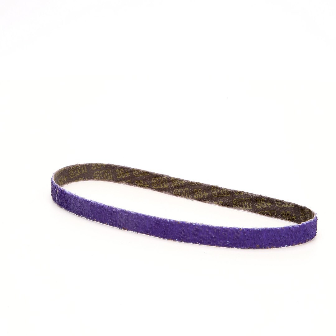 3M Sanding Belt, Cubitron™ II, Use with 3M File Belt Sander, 36+ Grit, 18 Inch Length X 1/2 Inch Width, Dry Use Only, Purple – 33443