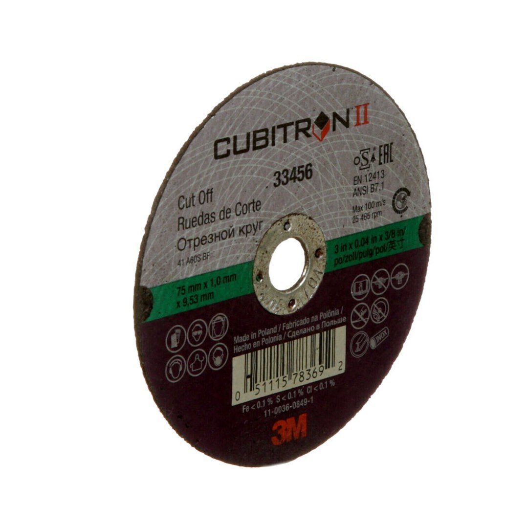 3M Sanding Disc, Cubitron ™ II, Used for Cutting/ Weld Grinding/ Beveling and Back Gouging, Black, Aluminum Oxide, 3 Inch Diameter – 33456