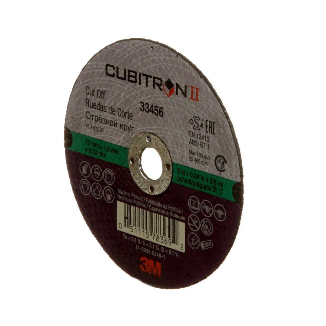 3M Sanding Disc, Cubitron ™ II, Used for Cutting/ Weld Grinding/ Beveling and Back Gouging, Black, Aluminum Oxide, 3 Inch Diameter – 33456
