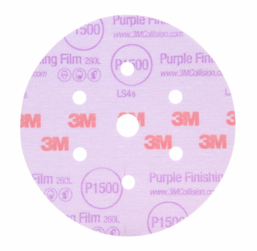 3M Sandpaper, Hookit ™, Sanding Disc, Dust-Free, Used for Repairing Large Area Paint Defects, P1500 Grit, 6 Inch Diameter, Aluminum Oxide – 34784