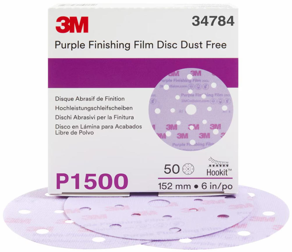 3M Sandpaper, Hookit ™, Sanding Disc, Dust-Free, Used for Repairing Large Area Paint Defects, P1500 Grit, 6 Inch Diameter, Aluminum Oxide – 34784
