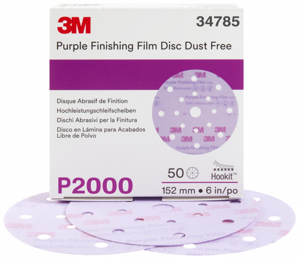 3M Sandpaper, Hookit ™, Sanding Disc, Dust-Free, Used for Repairing Large Area Paint Defects, P2000 Grit, 6 Inch Diameter, Aluminum Oxide – 34785