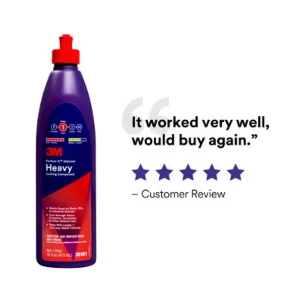 3M Rubbing Compound, Perfect-It™, Used to Remove Swirl Marks/ Minor Scratches and Light Oxidation While Producing a Wet Look Finish on Gelcoat – 36103