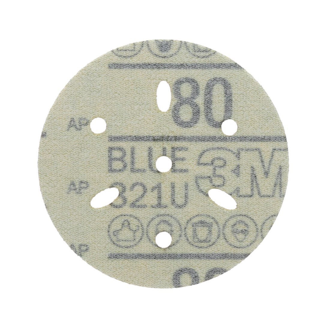 3M Sanding Disc, Hookit ™, 80 Grit, 3 Inch Diameter, Hook and Loop Type Attachment, Dry Use Only, Box of 50, Blue, Ceramic Aluminum Oxide – 36142