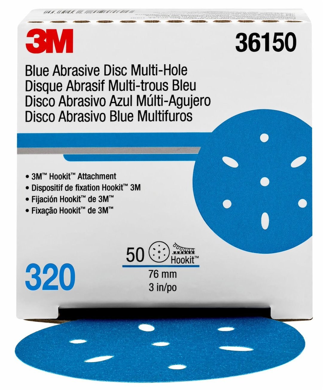 3M Sandpaper, Hookit ™, Sanding Disc, Used for Repair and Paint Preparation Process, 320 Grit, 3 Inch Diameter, Dry Use Only – 36150