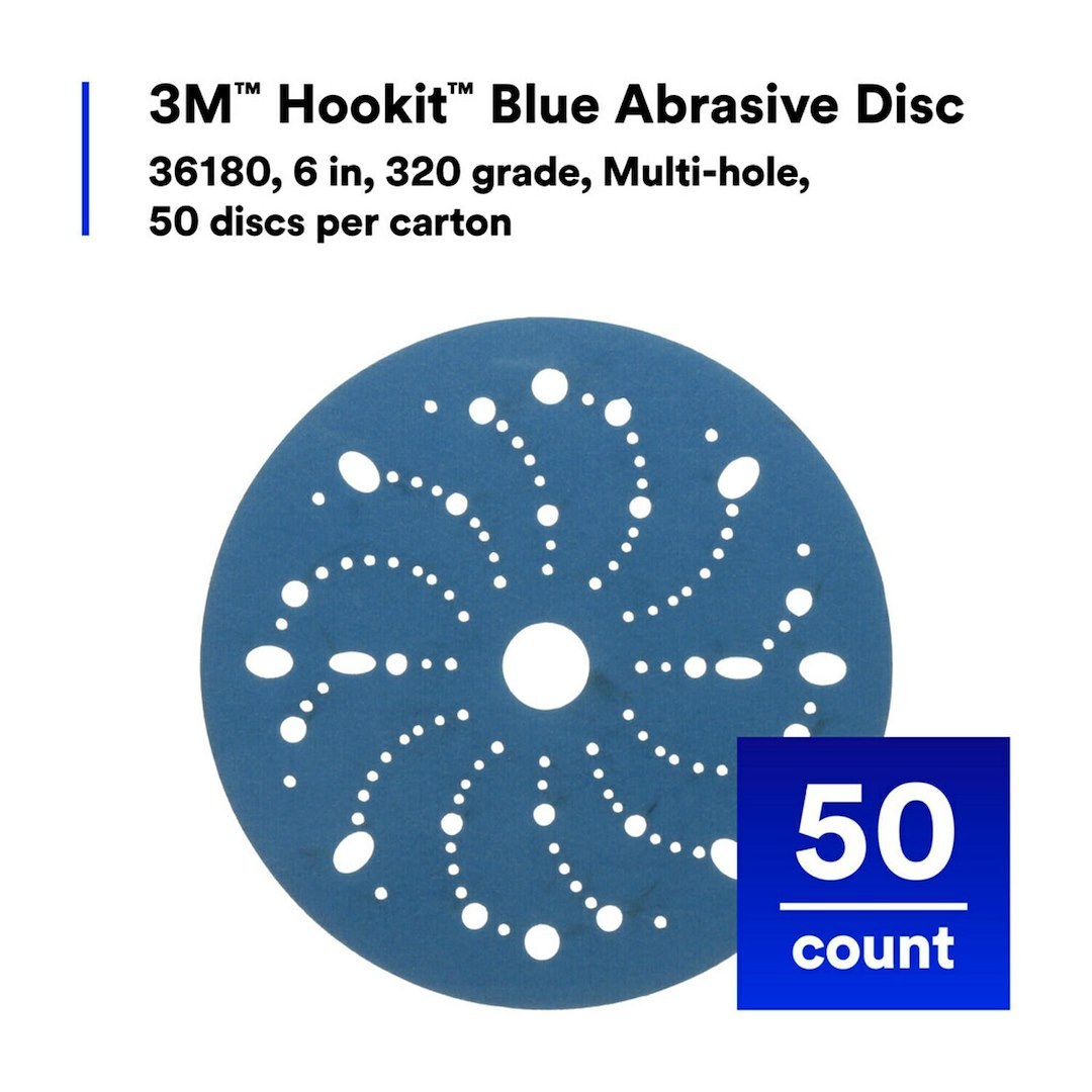 3M Sandpaper, Hookit ™, Sanding Disc, Used for Repair and Paint Preparation Process, 320 Grit, 6 Inch Diameter, Dry Use Only – 36180