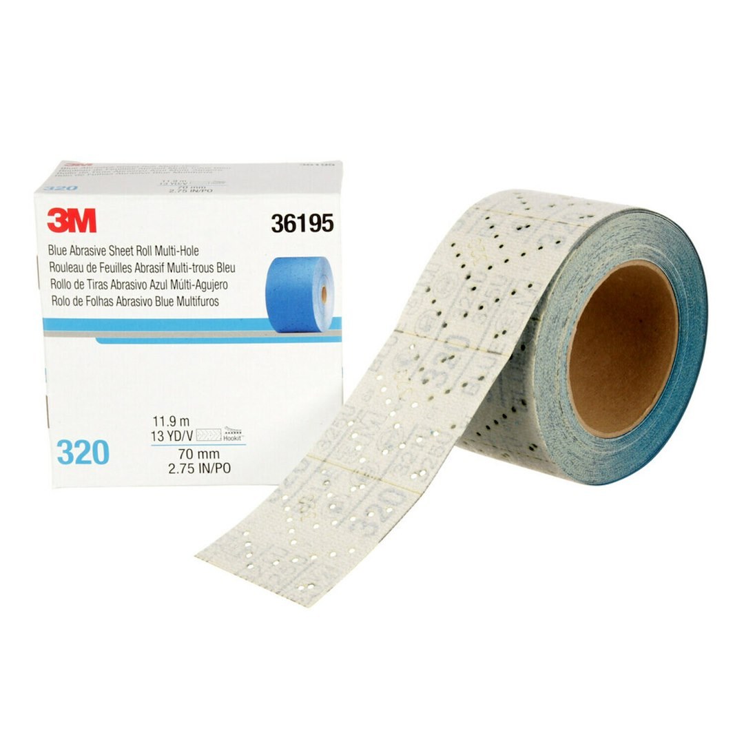 3M Sandpaper, Hookit ™, Used for Repair and Paint Preparation Process, 320 Grit, 13 Yard Length X 2-3/4 Inch Width, Dry Use Only – 36195