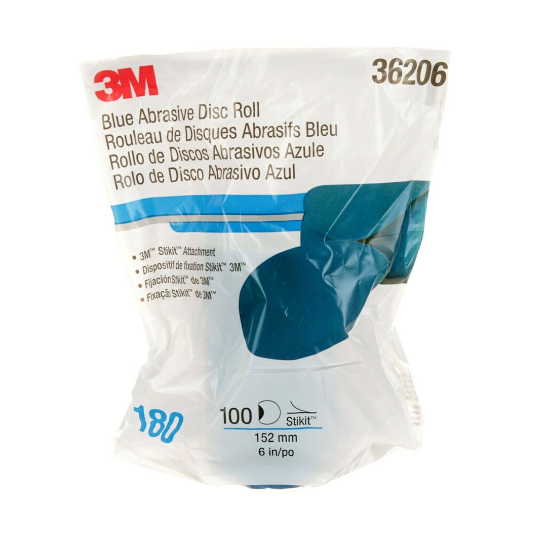 3M Sandpaper, Stikit ™, Used for Repair and Paint Preparation Process, Paper Backing, 180 Grit, Blue, Ceramic Aluminum Oxide – 36206