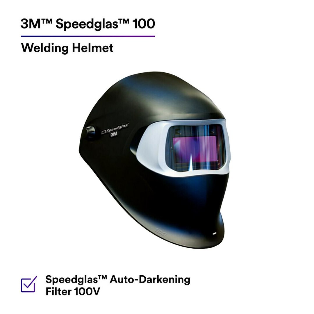 3M Welding Helmet, Speedglas™ 100, For MIG/ Mag/ TIG/ Arc Welding, Helmet Type, CR2032 Battery Auto Darkening Lens, Din 8 to 12 Lens Shade – 37232