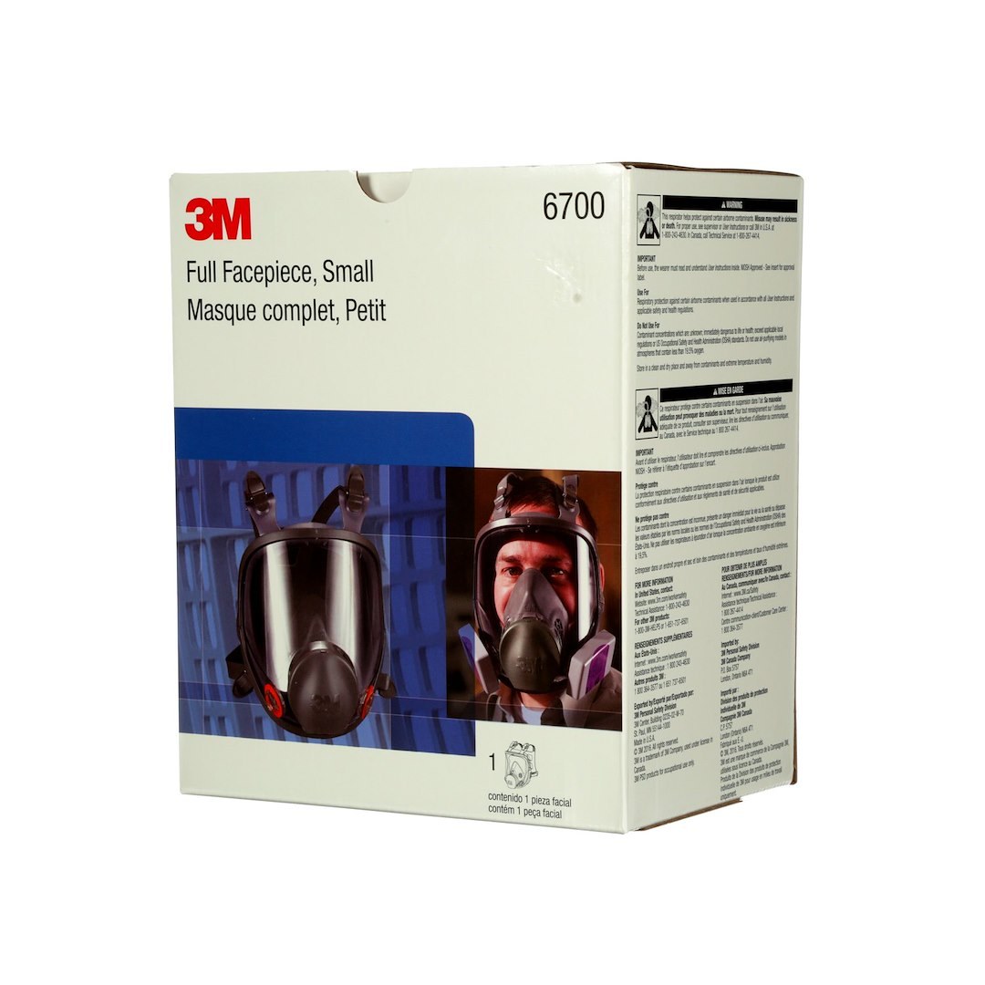 3M Respirator, Full Facepiece Reusable Respirator, 4 Point Strap, Small Size, Single, With Strap/ Silicone Faceseal and Exhalation Valve – 54145