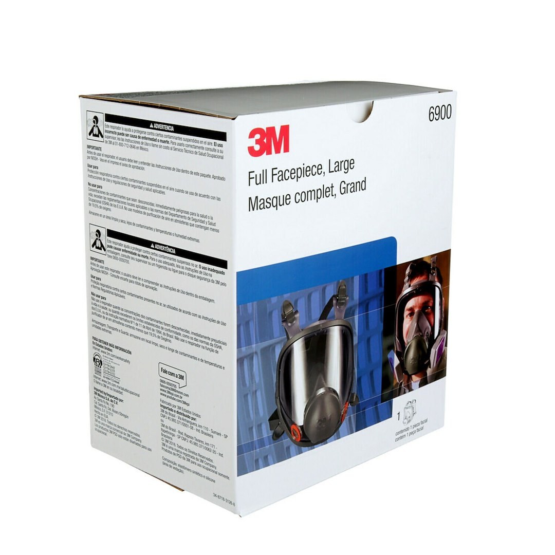 3M Respirator, Full Facepiece Reusable Respirator, 4 Point Strap, Large Size, Single, With Strap/ Silicone Faceseal and Exhalation Valve – 54159
