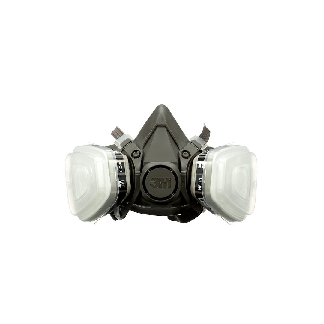 3M Respirator, Half Mask Respirator, P95 Rated, Niosh Approved, Dual Headbands, Single, With 6001 Ov Cartridge and 5P71 Filter – 54252