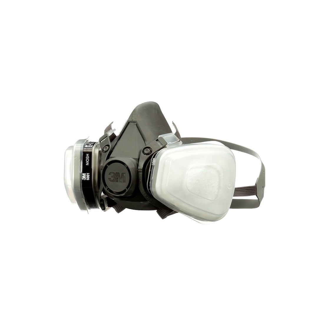3M Respirator, Half Mask Respirator, P95 Rated, Niosh Approved, Dual Headbands, Single, With 6001 Ov Cartridge and 5P71 Filter – 54252