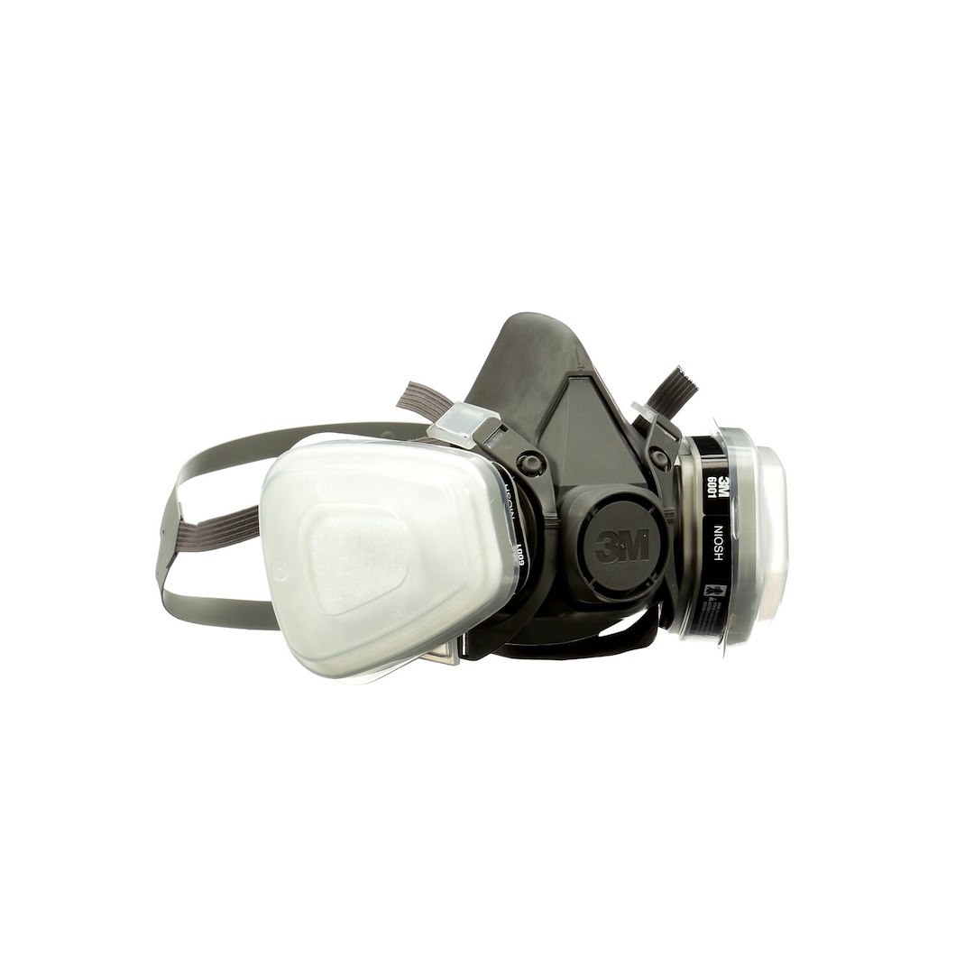 3M Respirator, Half Mask Respirator, P95 Rated, Niosh Approved, Dual Headbands, Single, With 6001 Ov Cartridge and 5P71 Filter – 54252