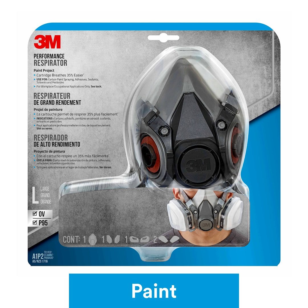 3M Respirator, Half Mask Respirator, P95 Rated, Niosh Approved, Dual Headbands, Single, With 6001 Ov Cartridge and 5P71 Filter – 54252