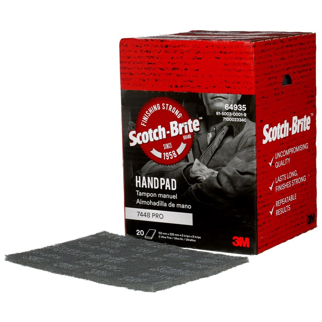 3M Sanding Pad, Scotch-Brite™, Used for Cleaning/ Blending/ Prepping/ Finishing on Metal/ Wood/ Plastics/ Composites, Gray, Ultra Fine Pad – 64935