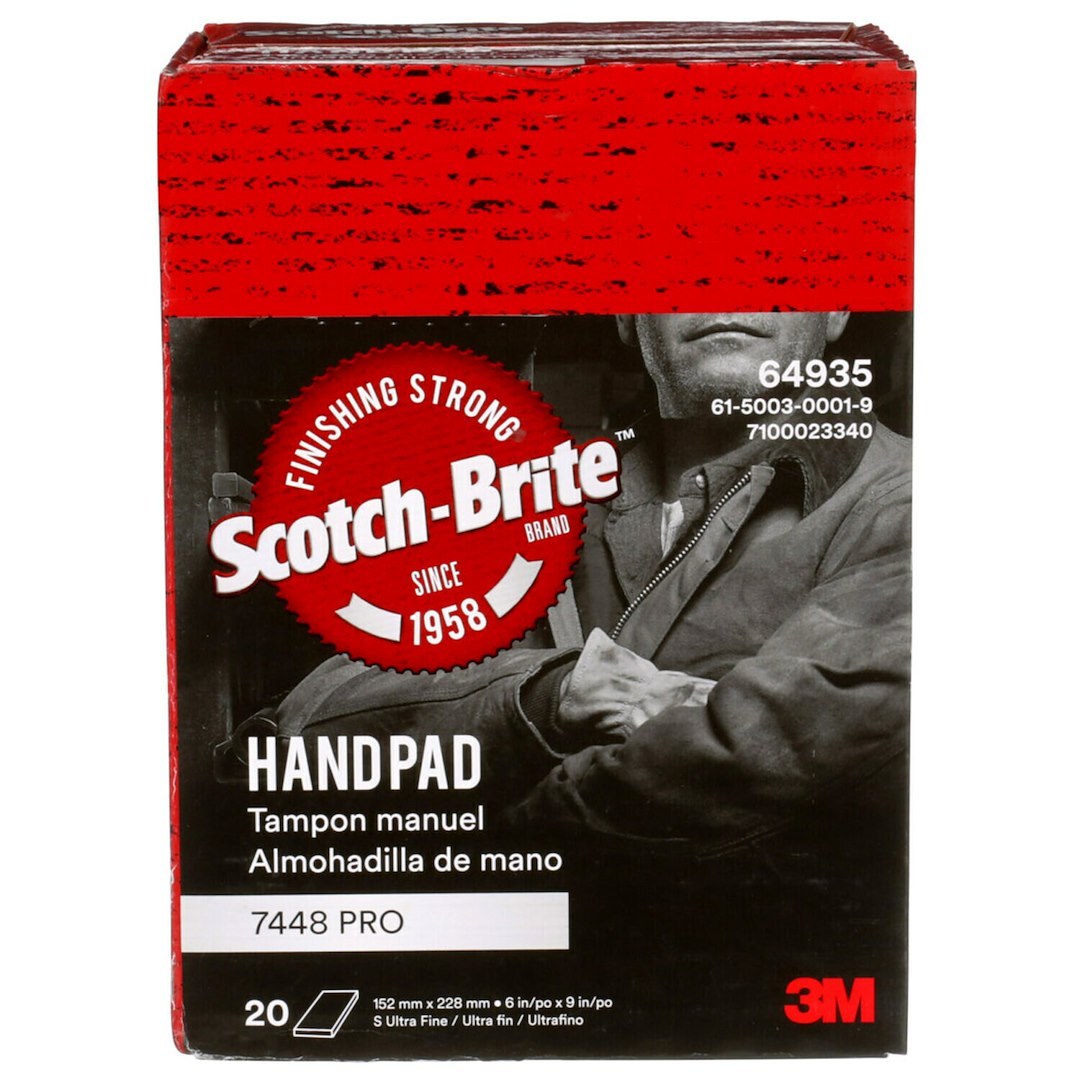 3M Sanding Pad, Scotch-Brite™, Used for Cleaning/ Blending/ Prepping/ Finishing on Metal/ Wood/ Plastics/ Composites, Gray, Ultra Fine Pad – 64935