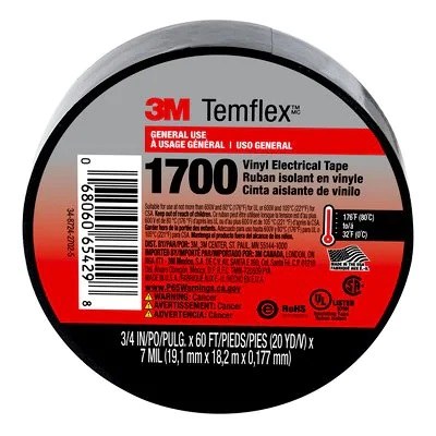3M Electrical Tape, Temflex ™, 3/4 Inch Width X 60 Foot Length, Vinyl – 65429