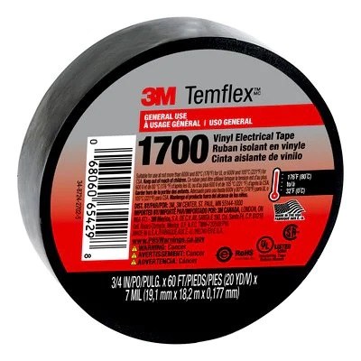 3M Electrical Tape, Temflex ™, 3/4 Inch Width X 60 Foot Length, Vinyl – 65429