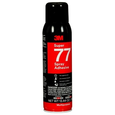 3M Adhesive, Super 77 ™, Used to Bond Paper/ Cardboard/ Fabric/ Insulation/ Plastic/ Metal/ Wood/ Foils/ Carpeting/ Felt, 16 Ounce Aerosol Can – 86234