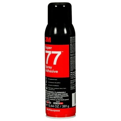 3M Adhesive, Super 77 ™, Used to Bond Paper/ Cardboard/ Fabric/ Insulation/ Plastic/ Metal/ Wood/ Foils/ Carpeting/ Felt, 16 Ounce Aerosol Can – 86234