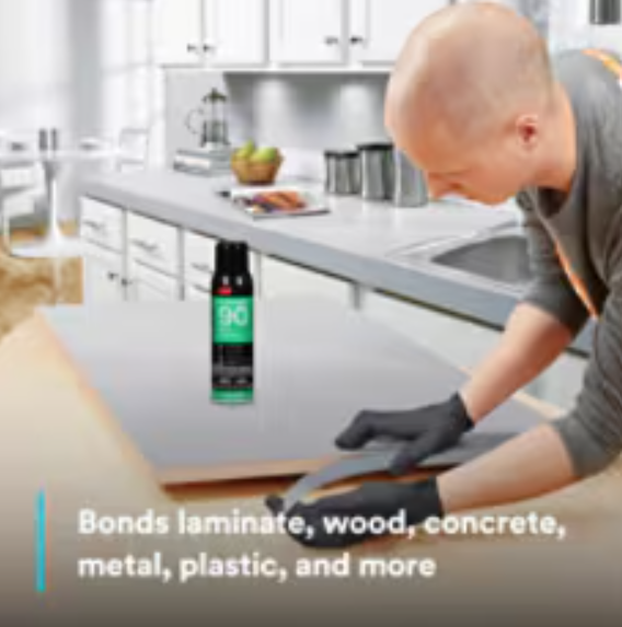 3M Adhesive, Hi-Strength 90, Use to Bond Laminate/ Wood/ Concrete/ Metal/ Plastic, One 12.23 Ounce Aerosol Can – 86235