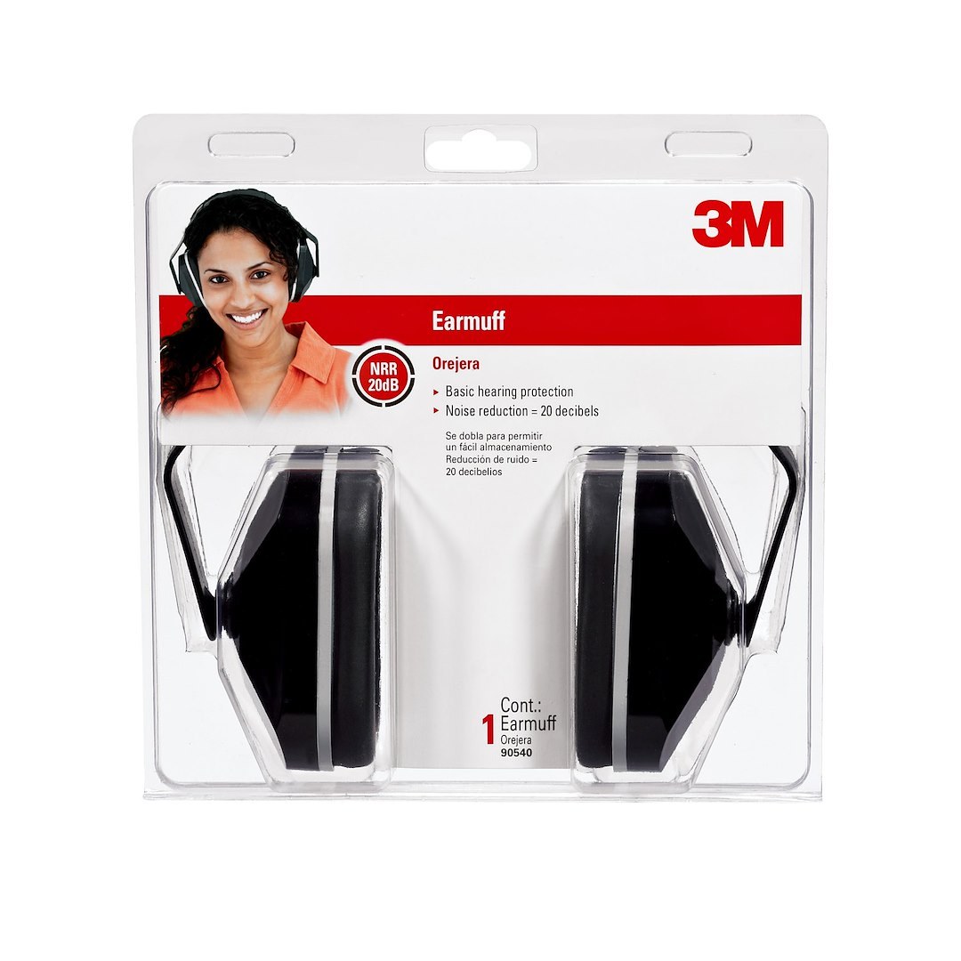 3M Hearing Protection, Earmuffs, 20 Decibel Noise Reduction Rating, Black, Plastic with Foam – 90540
