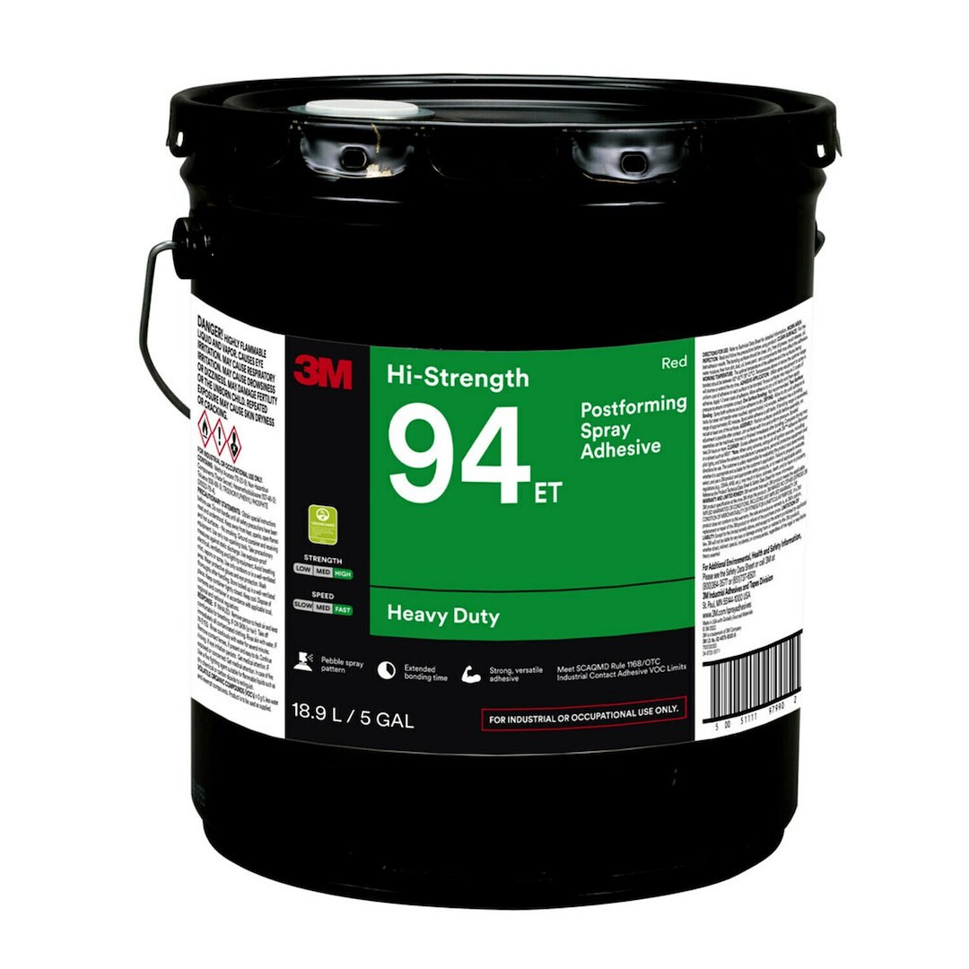 3M Adhesive, Hi-Strength 94 Et, Used to Bond Metals/ Wood/ Rubber/ Carpet Flooring, 5 Gallon Pail, Acid Free, Red, Single – 97990