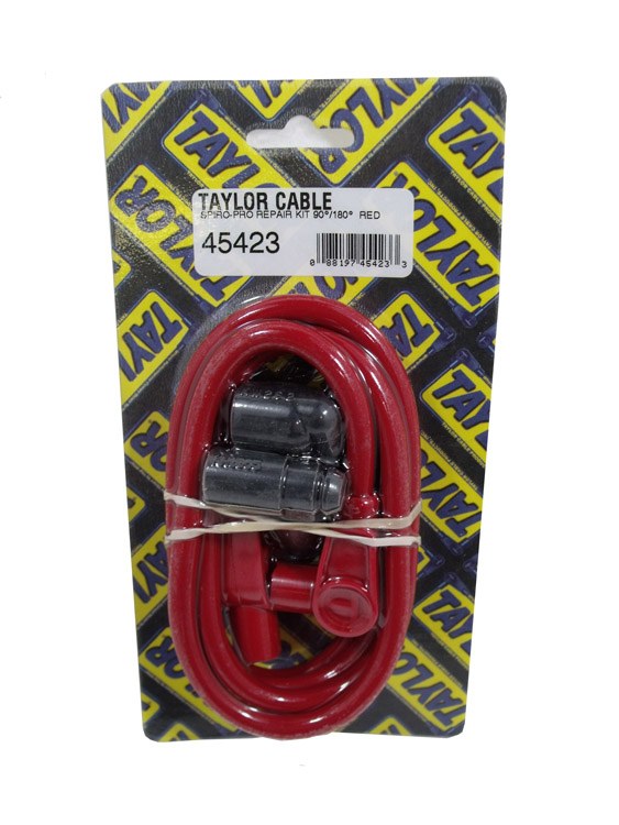 Taylor Cable Spark Plug Wire, Spiro-Pro, 8 Millimeter Diameter, Silicone, 180 Degree Spark Plug Boot, 90 Degree Distributor Boot – 45423