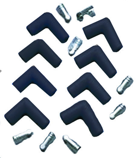 Taylor Cable Spark Plug Boot, 90 Degree, 8 Millimeter Wire Size, With Terminal, Black Silicone, Set of 8 – 46001