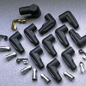 Taylor Cable Spark Plug Boot, 90 Degree, 8 Millimeter Wire Size, With Terminal, Black Silicone, Set of 11 – 46051