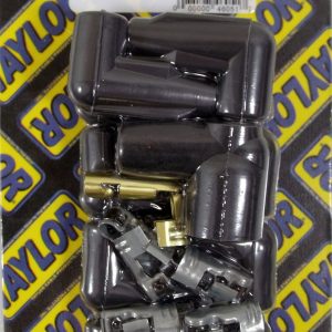 Taylor Cable Spark Plug Boot, 90 Degree, 8 Millimeter Wire Size, With Terminal, Black Silicone, Set of 11 – 46051