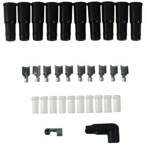Taylor Cable Spark Plug Boot, 8 Millimeter Wire Size, With Terminal, Black Silicone, Set of 10 – 46052