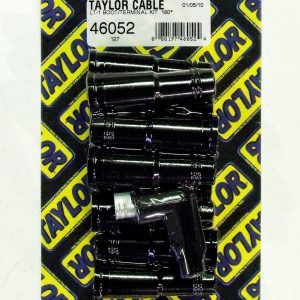 Taylor Cable Spark Plug Boot, 8 Millimeter Wire Size, With Terminal, Black Silicone, Set of 10 – 46052