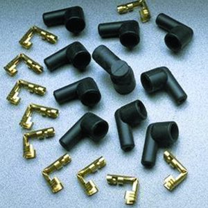 Taylor Cable Spark Plug Boot, 90 Degree, 8 Millimeter Wire Size, With Terminal, Black Silicone, Set of 10 – 46057