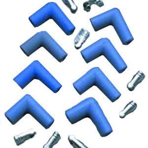 Taylor Cable Spark Plug Boot, 90 Degree, 8 Millimeter Wire Size, With Terminal, Blue Silicone, Set of 8 – 46061