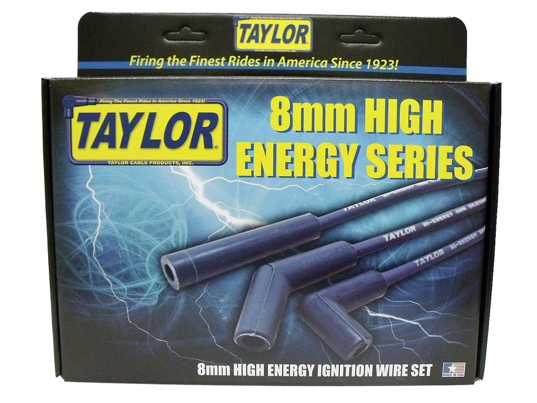 Taylor Cable Spark Plug Wire Set, High Energy Custom, Pre Assembled, Blue, 8 Millimeter Diameter, Silicone, Resistor Core – 64603