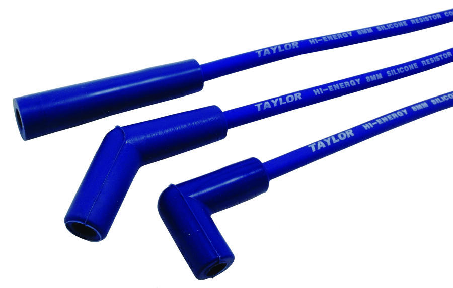 Taylor Cable Spark Plug Wire Set, High Energy Custom, Pre Assembled, Blue, 8 Millimeter Diameter, Silicone, Resistor Core – 64603