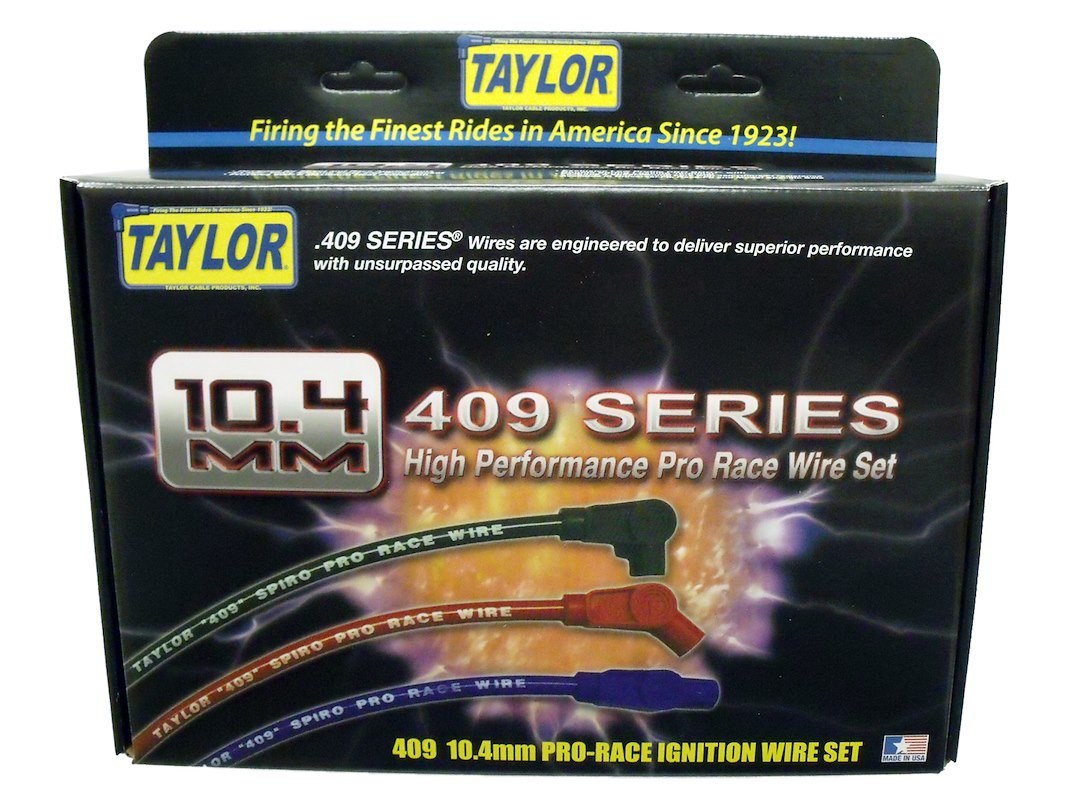 Taylor Cable Spark Plug Wire Set, 409 Pro Race, Pre Assembled, Red, 10.4 Millimeter Diameter, Silicone, Spiral Wound Core – 79206