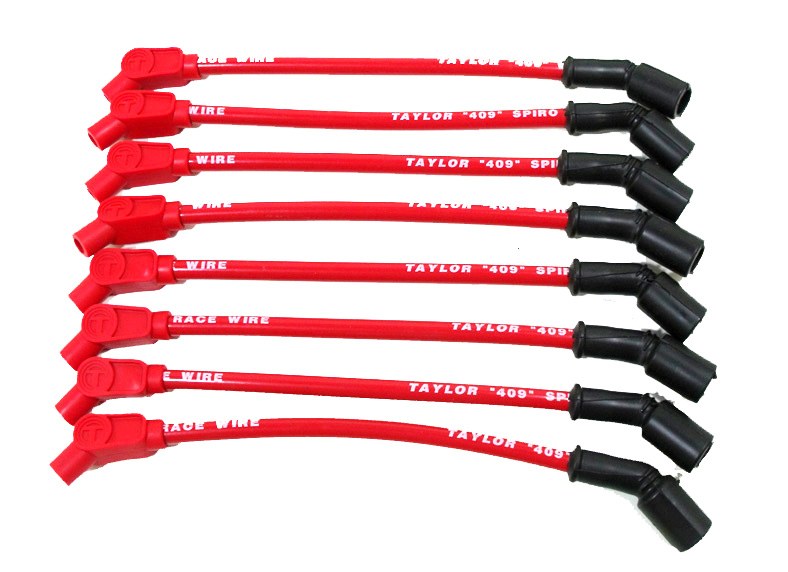 Taylor Cable Spark Plug Wire Set, 409 Race Pro, Pre Assembled, Red, 10.4 Millimeter Diameter, Silicone, Spiral Wound Core – 79213